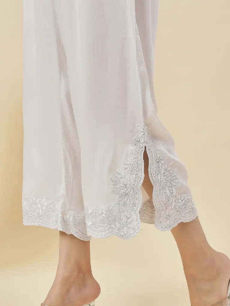 white Emroided Plazo